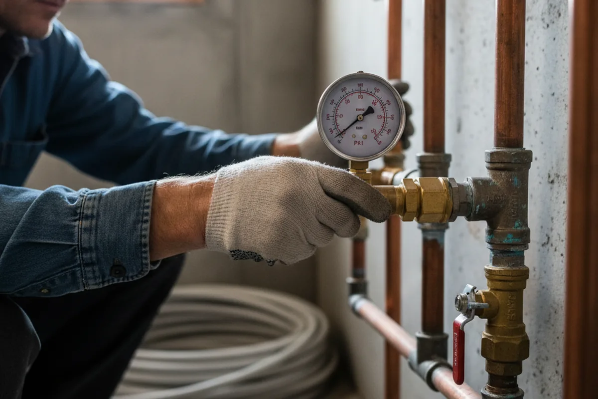Pressure testing a repaired line during Water Line Repair in Excelsior